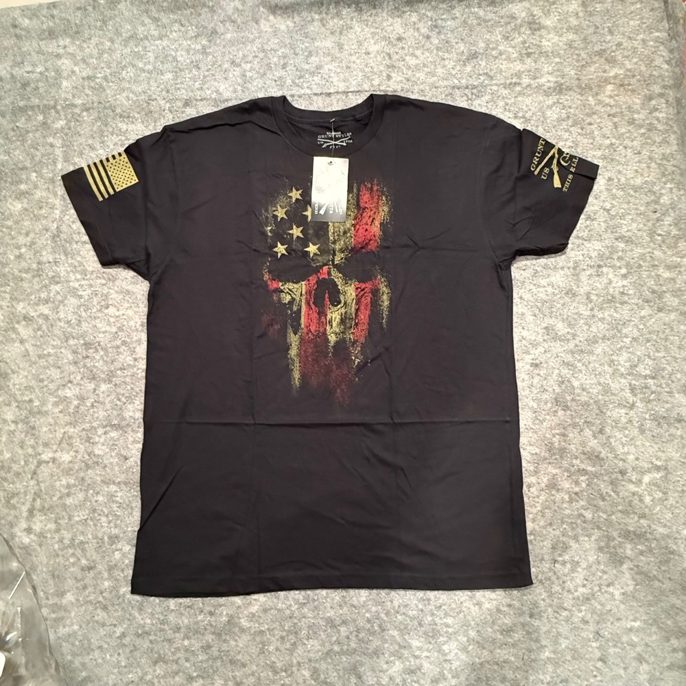 Grunt Style American Reaper 2.0 Mens T-Shirt XL Black Graphic Flag NWT